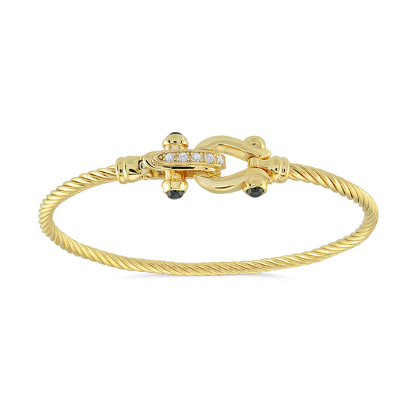 Gold Plated Equestrian Twist Bangle by Miss Mimi