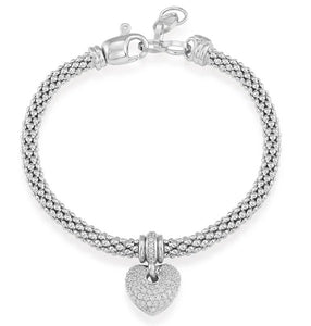 Sterling Silver Popcorn Bracelet with Heart by Miss Mimi