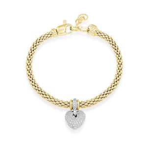 Mesh bracelet with puffed pave heart - Miss Mimi