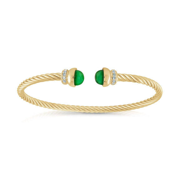 Gold Plated Green Twist Bangle by Miss Mimi