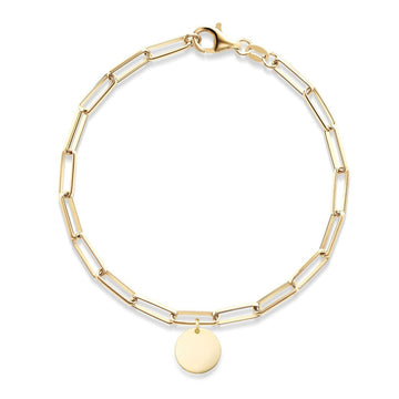 Gold Plated Paperclip Chain with Disc by Miss Mimi