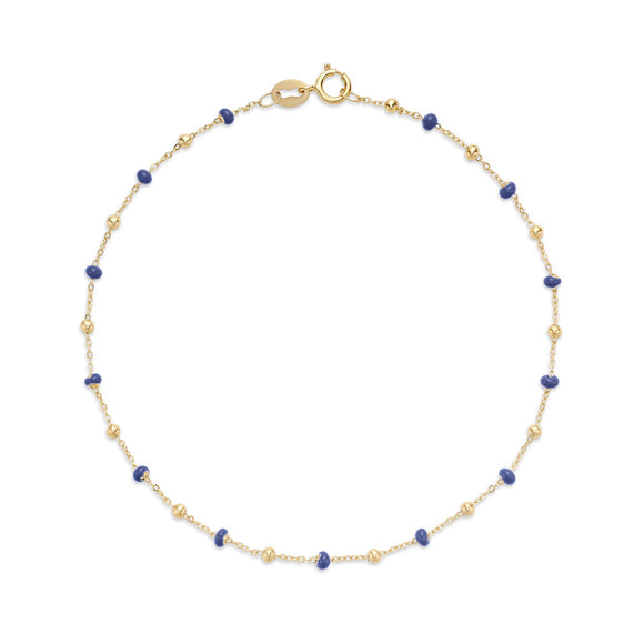 14K Gold and Blue Enamel Bead Bracelet by Miss Mimi
