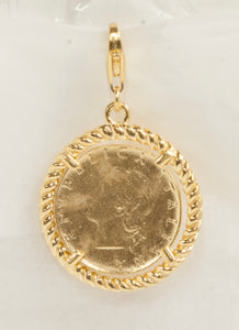 Gold Plated Italian Coin Charm by Miss Mimi