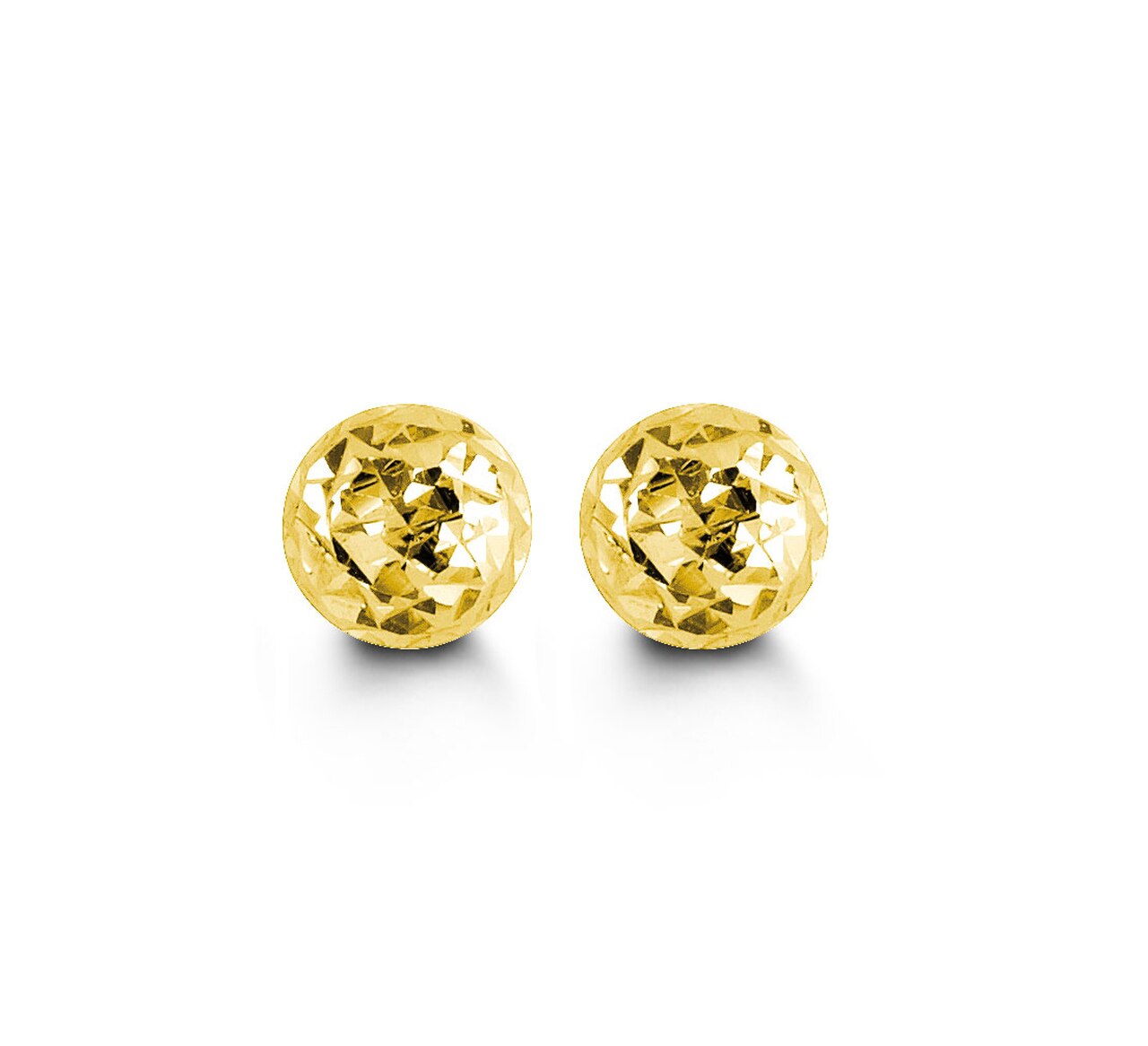 10K Yellow Gold Diamond Cut Ball Stud Earrings 5mm