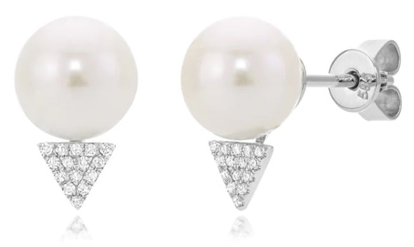 14K Freshwater Pearl and Diamond Earrings by Miss Mimi