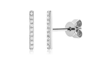 14K Diamond Bar Stud Earrings by Miss Mimi