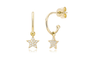 14K Yellow Gold Diamond Star Dangle Stud Earrings by Miss Mimi