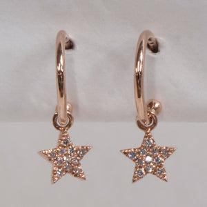 14K Diamond Mini Star Hoop Earrings by Miss Mimi