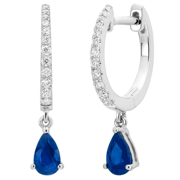 14K Sapphire and Diamond Drop Earrings by Miss Mimi