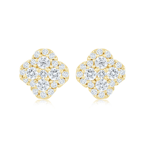 Gold Plated Clover Stud Earrings by Miss Mimi