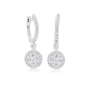 Sterling Silver Round Drop Earrings with CZ by Miss Mimi