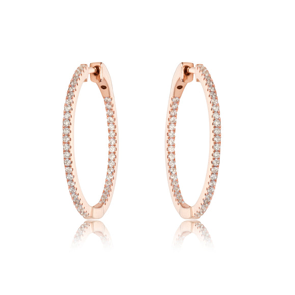 Rose Gold Plated Cubic Zirconia Hoop Earrings by Miss Mimi