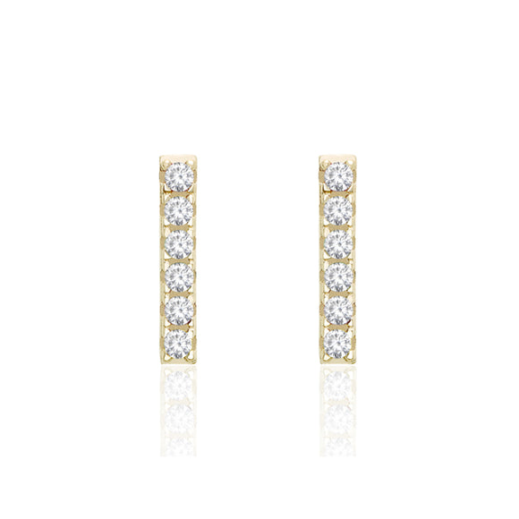Gold Plated Classic Bar Earrings by Miss Mimi