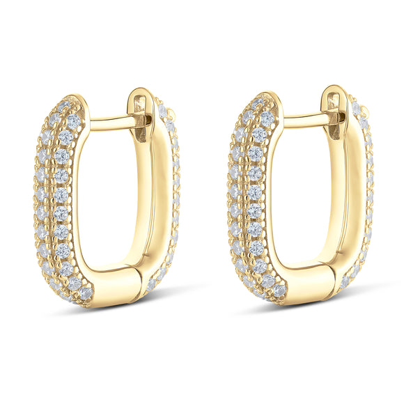 Gold Plated Sterling Silver Square Hoop Earrings by Miss Mimi