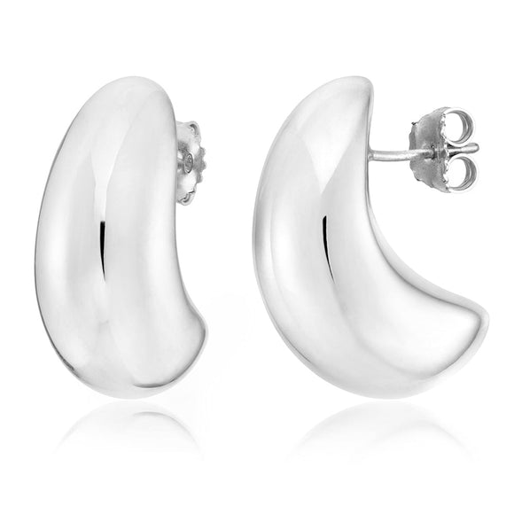 Moon Stud Earrings in White