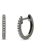 14K Black Rhodium Plated Diamond Huggies by Miss Mimi