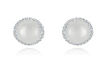 Sterling Silver Freshwater Pearl Twist Earrings by Miss Mimi