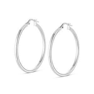 Sterling Silver Large Square Edge Hoop Earrings by Miss Mimi