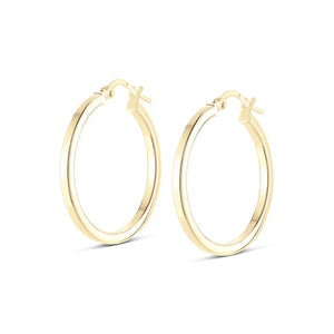 Gold Plated Square Edge Hoop Earrings by Miss Mimi