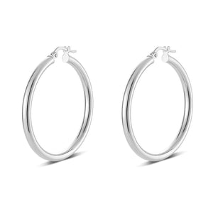 Sterling Silver Medium Rounded Hoop Earrings by Miss Mimi