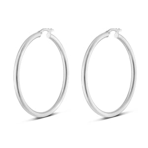 Sterling Silver Large Rounded Hoop Earrings by Miss Mimi