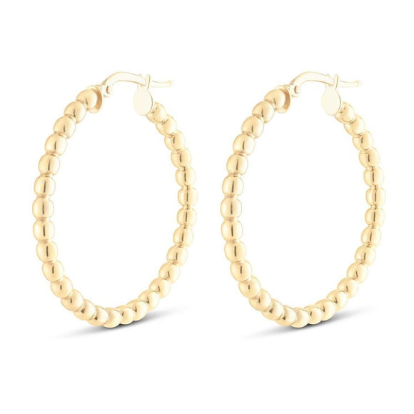 Gold Plated Bead Hoop Earrings by Miss Mimi
