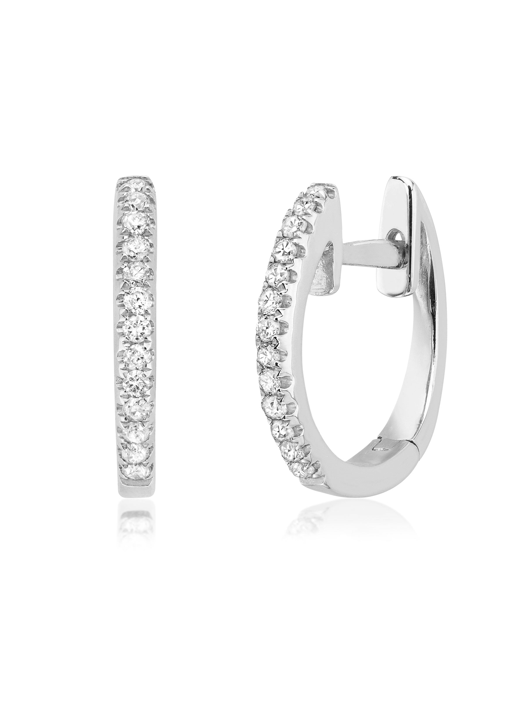 14K White Gold Diamond Hoop Earrings by Miss Mimi | 0.10ctw