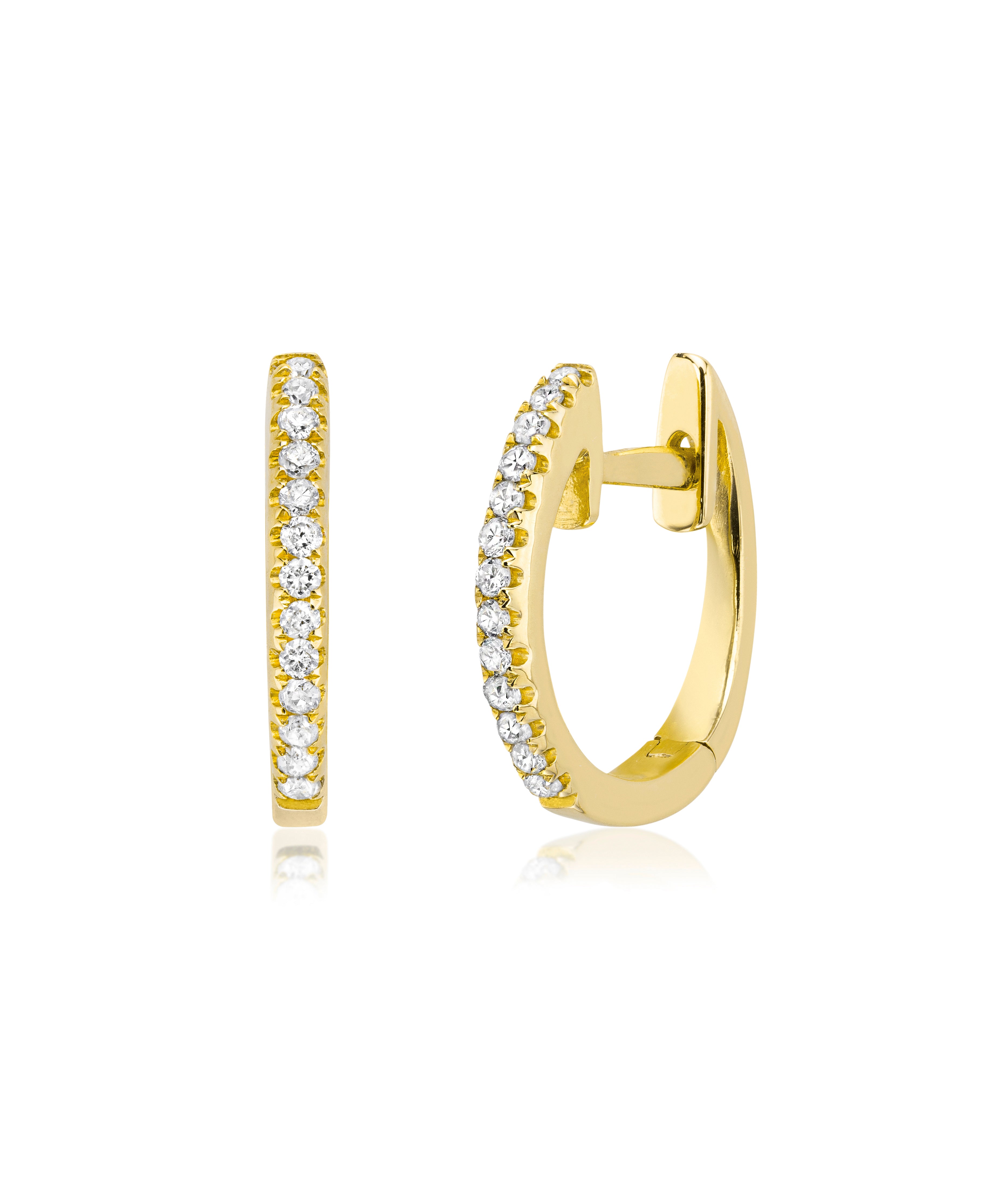 14K Yellow Gold Diamond Hoop Earrings by Miss Mimi | 0.10ctw