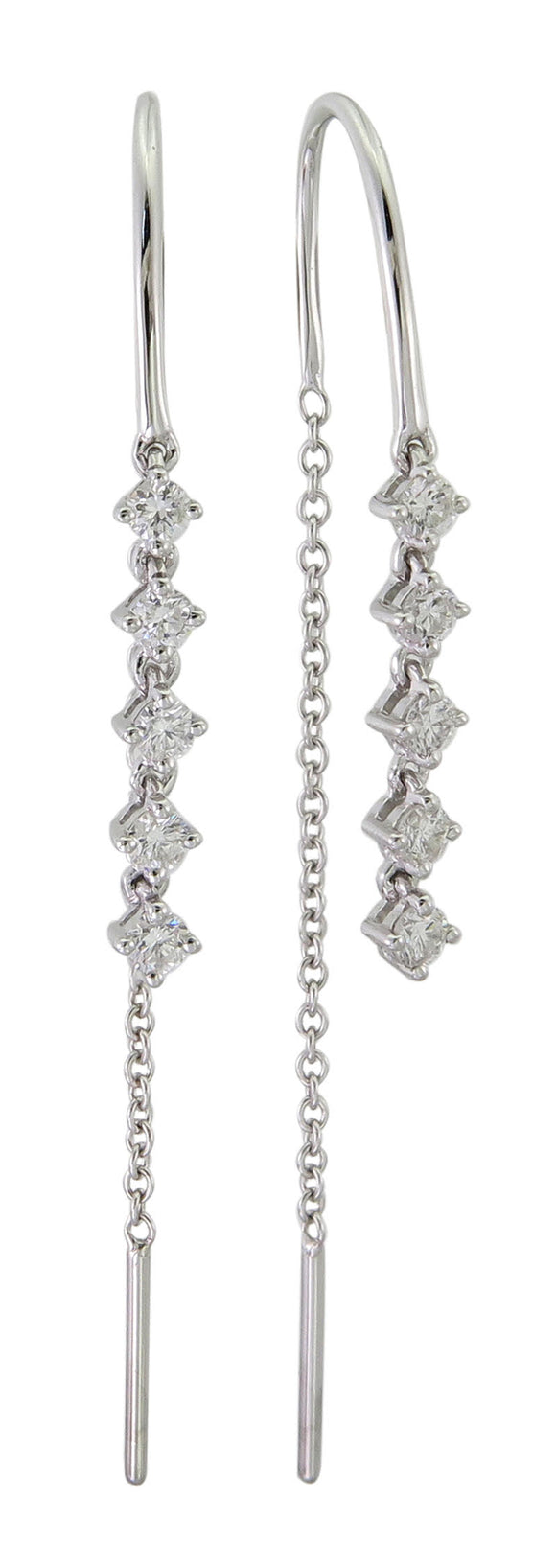 14K Genuine Diamond Hook Chain Drop Earrings by Miss Mimi