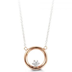 10K Two-tone Gold Circle Necklace