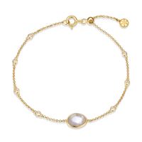 Gold Plated Bracelet with Mother of Pearl and CZ by Reign