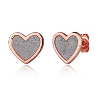 Rose Gold Plated Glitter Heart Earrings by Reign