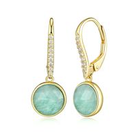 Amazonite and Cubic Zirconia Drop Earrings by Reign