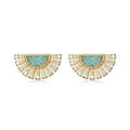Gold Plated Sterling Silver Amazonite and Cubic Zirconia Fan Earrings by Reign