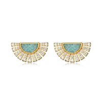 Gold Plated Amazonite and CZ Fan Earrings by Reign