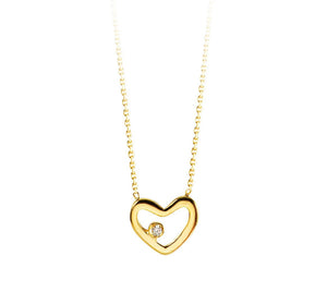 10K Yellow Gold Heart Necklace | 17"