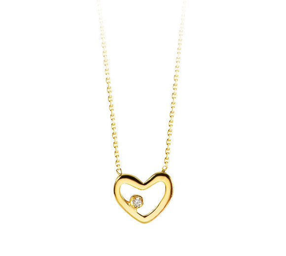 10K Yellow Gold Heart Necklace | 17