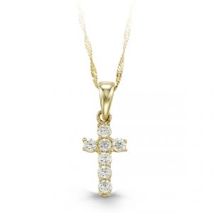 Children's 10K Yellow Gold Cross with Chain | 14