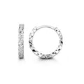 10K White Gold Diamond Cut Huggies