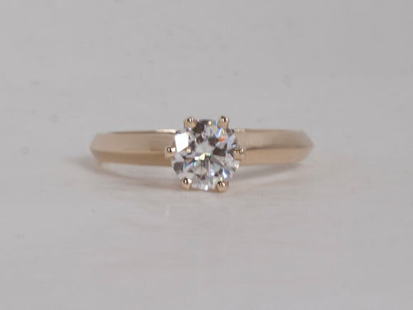 14K Yellow Gold 6-Prong Solitaire Moissanite Ring
