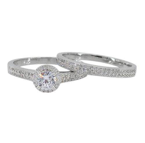 Sterling Silver Cubic Zirconia Two Ring Set