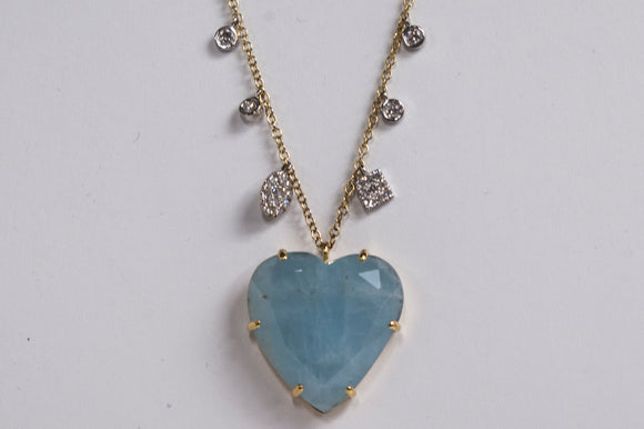 14K Aquamarine and Diamond Necklace by Miss Mimi