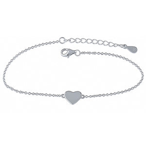 Sterling Silver Heart Bracelet | 8"