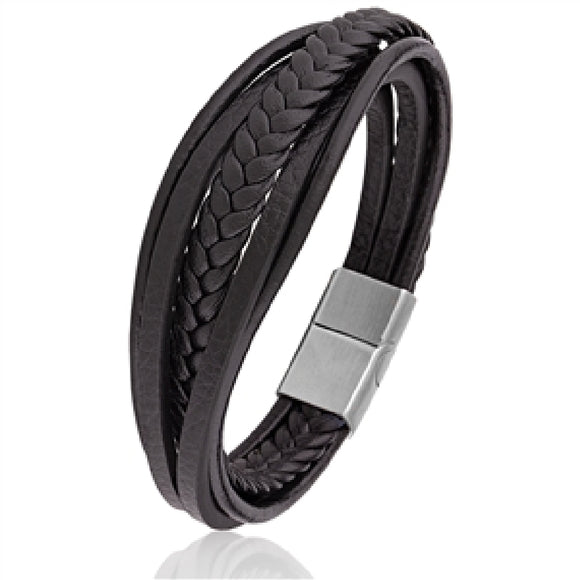Black Leather Bracelet Available at The Vault Fine Jewellery 