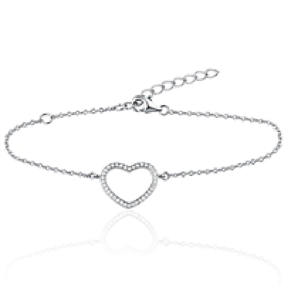 Sterling Silver
Cubic Zirconia 
Heart Bracelet
SKU:BRA-00349
