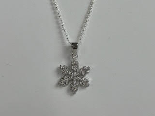 Sterling Silver Cubic Zirconia Snowflake Pendant | 16