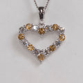14K White Gold Citrine & Diamond Heart Pendant
