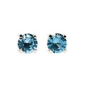 14K White Gold Genuine Aquamarine Stud Earrings