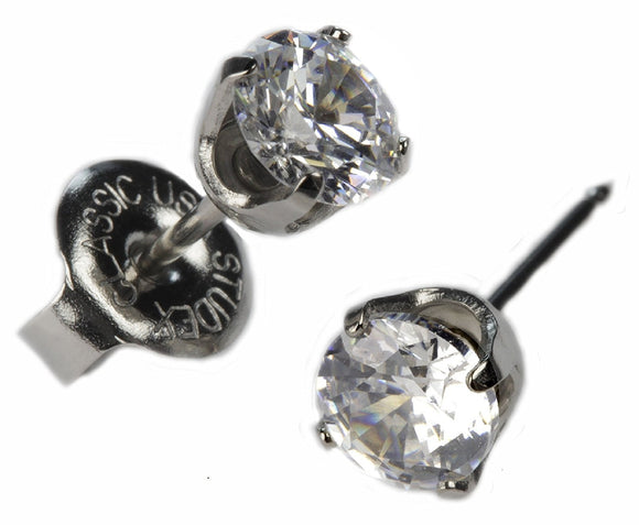 White Gold Cubic Zirconia Studex Earrings  Availabel at The Vault Fine Jewellery 