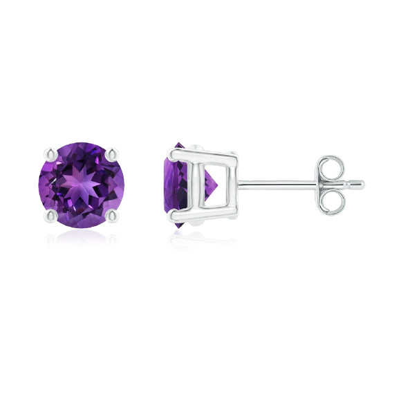 14K 
White Gold
4mm
Synthetic Amethyst